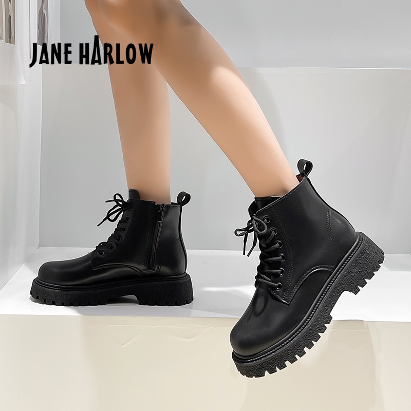 Women Shoes Leather High Boots Jane Harlow Style Sepatu Wanita 5290 (36-40)