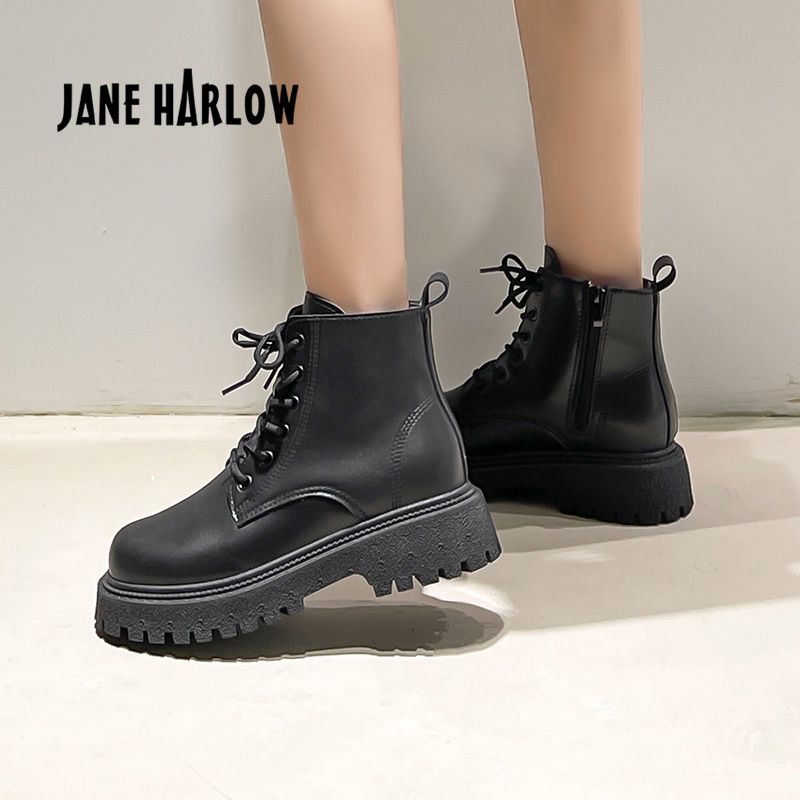 Women Shoes Leather High Boots Jane Harlow Style Sepatu Wanita 5290 (36-40)