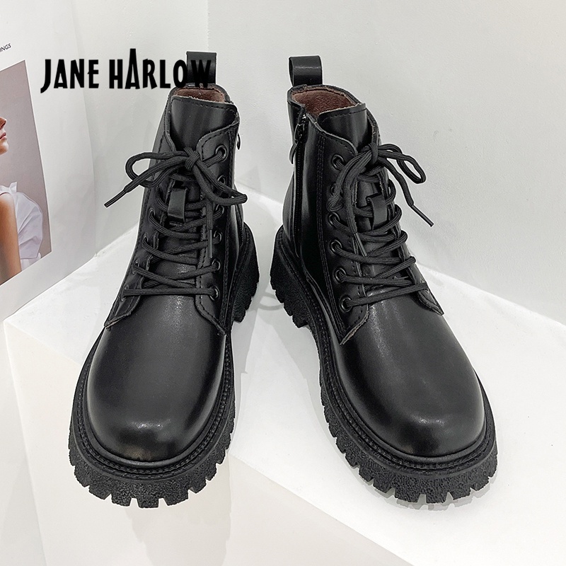 Women Shoes Leather High Boots Jane Harlow Style Sepatu Wanita 5290 (36-40)