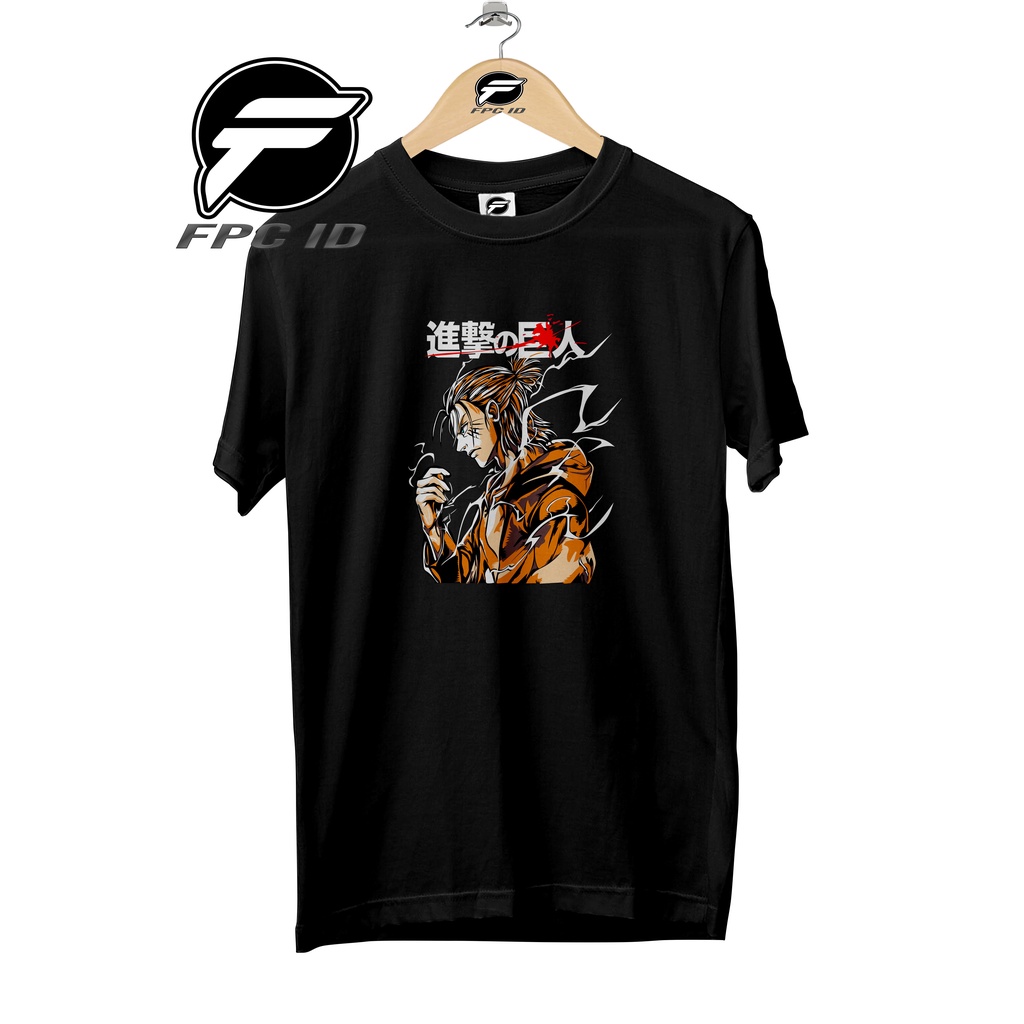 Kaos Anime Eren Yeager Titan Shifter Cotton Combed 30s Pakaian Pria Distro Atasan Wanita Jumbo Pilihan Favorit Fpc Id