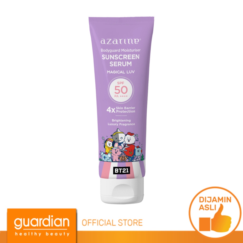 	 [AZARINE x BT21] Body Guard Moisturizer Sunscreen Serum SPF50 PA++++ - Magical Luv / sunblock badan mengandung parfum elegant classy tahan lama, melindungi dari sinar UV matahari 100ml	