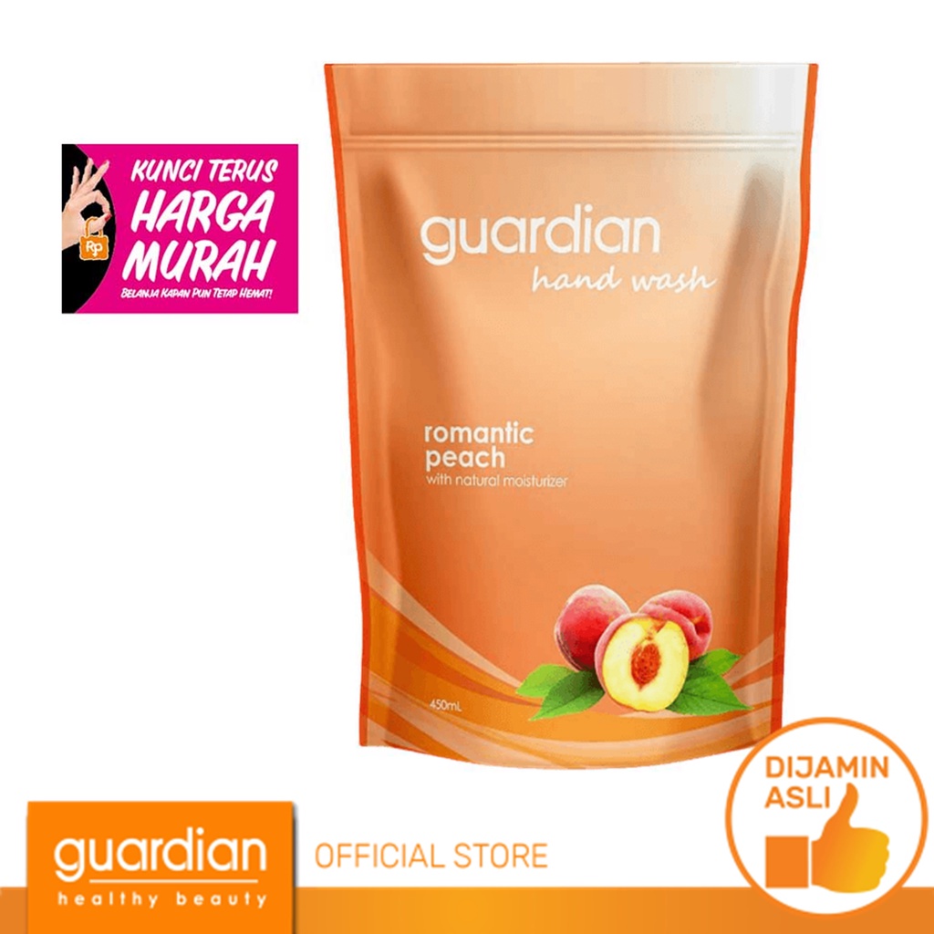 bp132- GUARDIAN Hand Wash Romantic Peach Pouch 450ml Refill Sabun Cuci Tangan