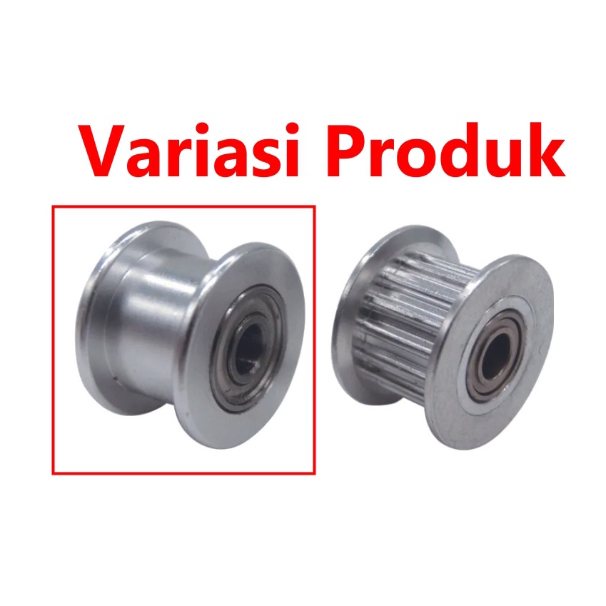 HAEBOT] GT2 Idler Pulley Toothless 20T 3mm Lebar 6mm Tanpa Gigi Timing Belt Smooth CNC 3D Printer Idle Puley Mini Bearing Tensioner Tension Width Aluminium