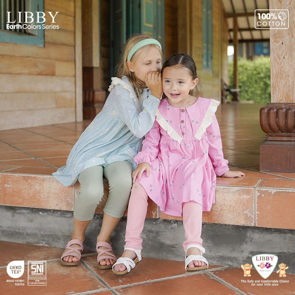 Libby Anna Dress 1-8 Tahun Dress Collar Ruffle Panjang Anak Perempuan Earth Series CBKS