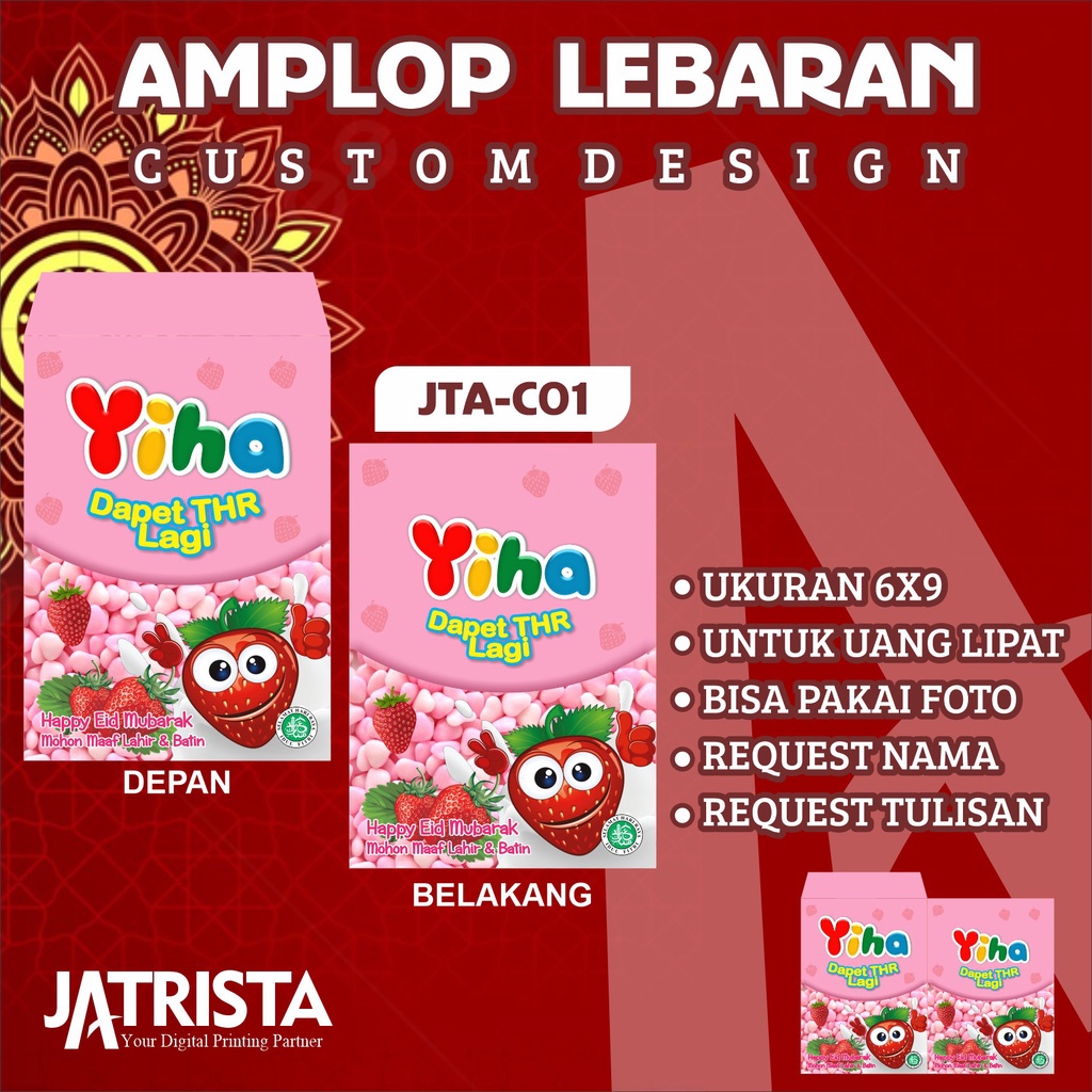 

AMPLOP LEBARAN CUSTOM YUPI | MOTIF TEH | MOTIF ES | MOTIF KUE DLL