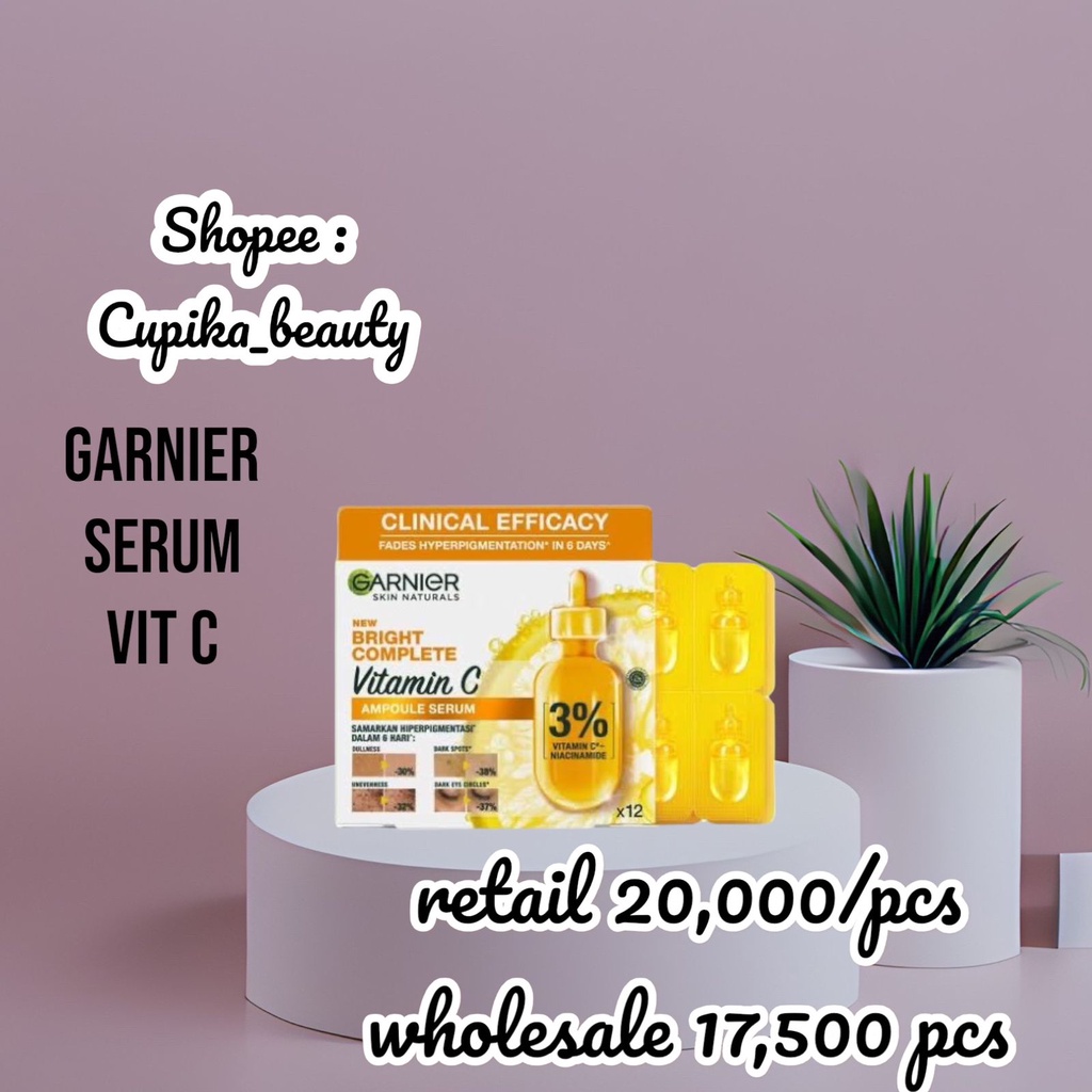 &lt;ck&gt;[vit c ampole serum] GARNIER BRIGHT COMPLETE VITAMIN C AMPOULE SERUM [ 1,5 ML ] / 1 X MONODOSE HIPERPIGMENTASI SERUM MENCERAHKAN WAJAH