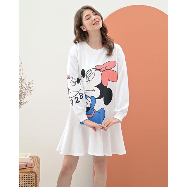 DRESS WANITA MINNIE MERMAID TANGAN PANJANG - FREE MASKER