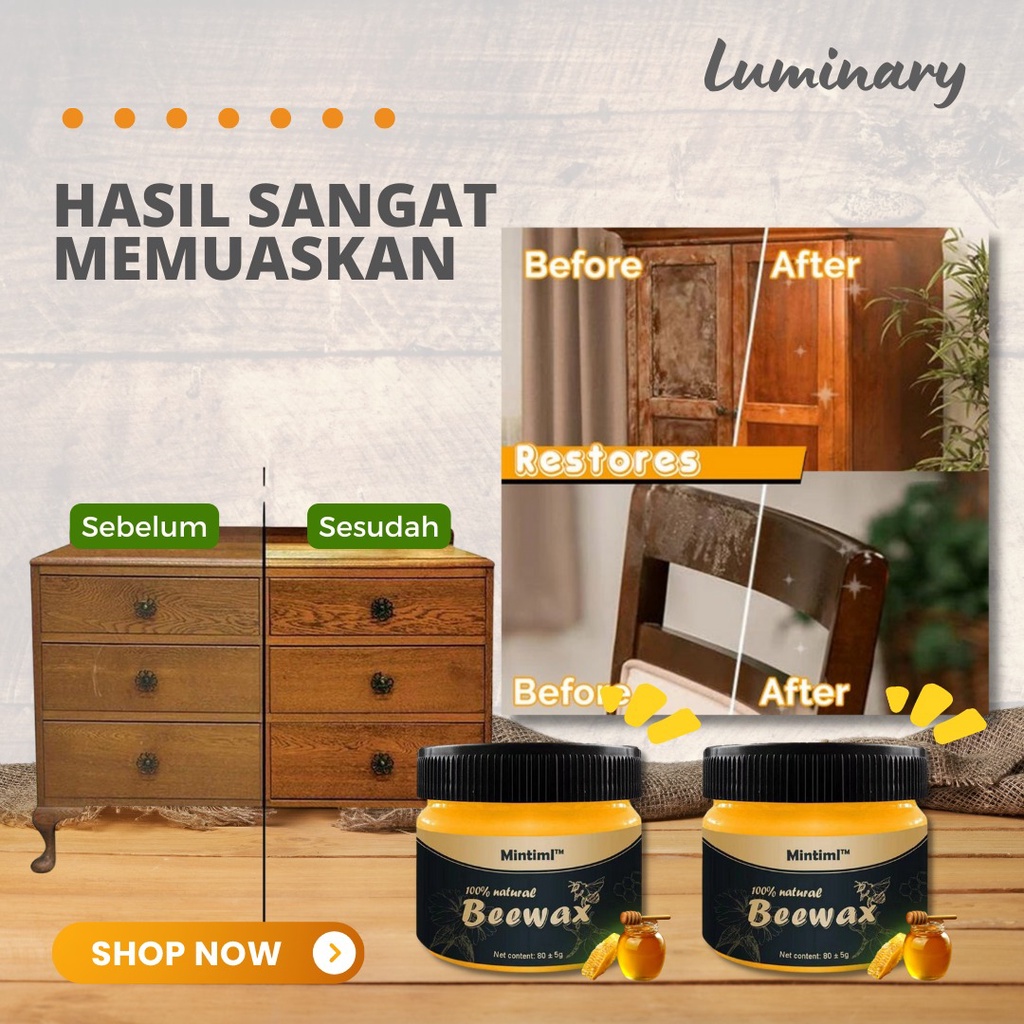 Beewax Wood Seasoning Polish Pengkilap Kayu Furniture Kitchen Set Pelindung Pelapis Kayu Meja Kursi Lemari Lilin Gel Lebah Alami