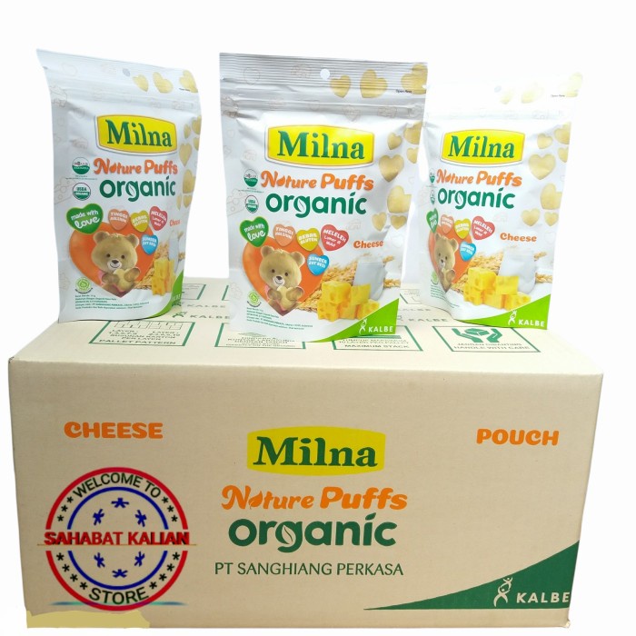 Terlaris Milna Nature Puff Organic Cheese 15Gr 1 Karton Isi 24Pcs