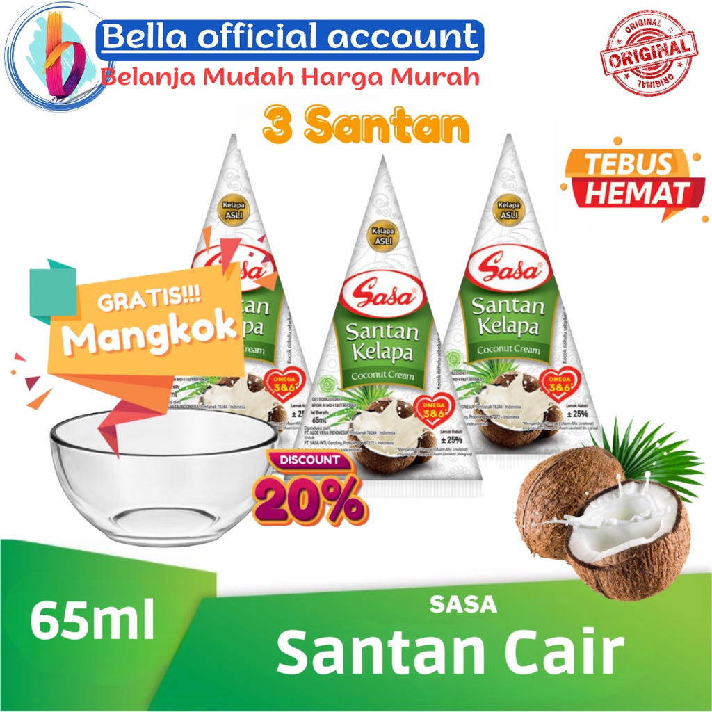 

SASA Santan 65 ml Gratis Mangkok 3 Pcs sasa + Free 1 Pcs Mangkok