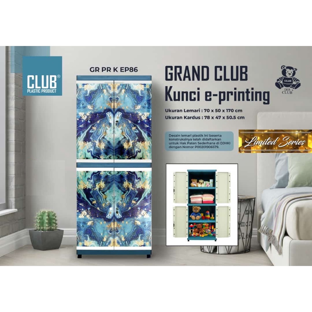 GRAND JUMBO Lemari plastik grand club kunci 4 susun karakter EP86