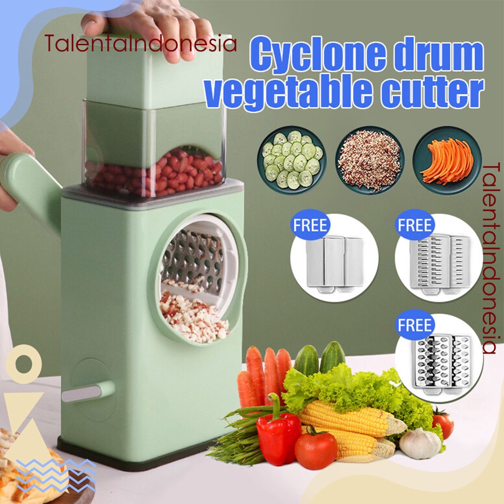 Pemotong Sayur Serbaguna 4in1 Parutan Pengiris Pencacah Penggiling Sayur dan Buah Cyclone Drum Vegetable Cutter Slicer Grater Grinder