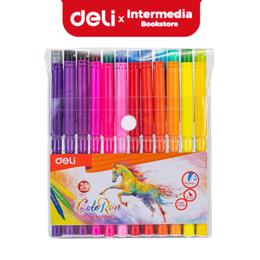 

Deli EC10023 Spidol Warna - Felt Pen dapat dicuci 1.0mm 24 Warna