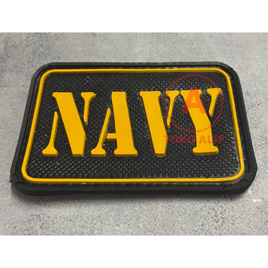 Patch NAVY (Kuning) - Patch Velcro NAVY - Prepetan