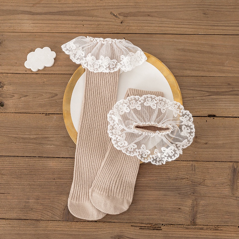 NEW-R2M Kaos kaki panjang bayi/anak perempuan motif renda 2 motif