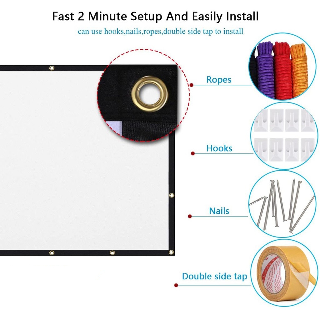 QIAOLET Layar Proyektor Dinding Wallscreen 100 inch Lipat HD 16: 9 Dilipat Screen Projector Portable Projector Screen For Z1/C500/Q1