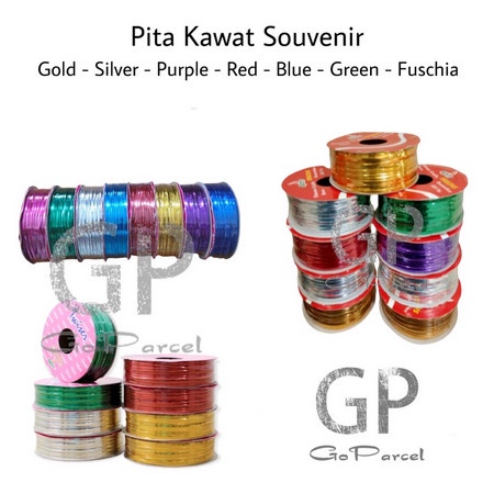 ( Rol 20 Yard ) WIRE RIBBON ROPE - PITA KAWAT SOUVENIR ROLL / IKATAN / GOODIE BAG / HAMPERS PARCEL GOLD SILVER RED PURPLE