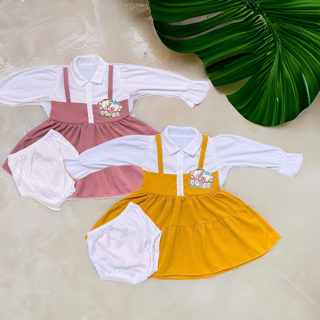 Baju Anak Perempuan Dress Rok Tangan Panjang 0-1 tahun