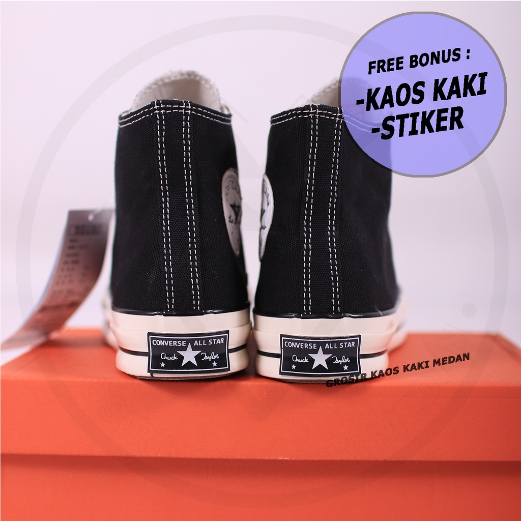 Diskon Terbatas Sepatu Converse 70s High Black White Hitam Putih Boot