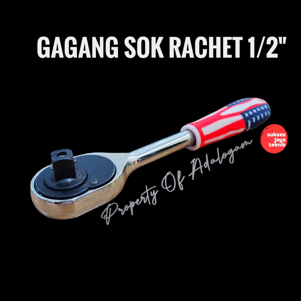 Gagang Kunci Sok Ratchet Motif Amerika - Rachet Otomatis 1/2 Inch