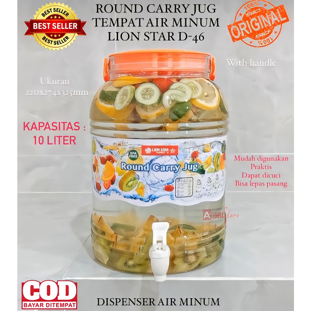 ( BISA COD ) PROMO DISPENSER AIR MINUM / ROUND CARRY JUG LION STAR 10 LITER / GALON AIR KECIL / KETE