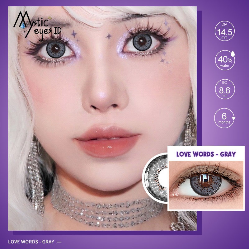 [✅COD] MYSTICEYES SOFTLENS COSPLAY CRAZY LENSA KONTAK WARNA LOVE WORDS 14.5MM (NORMAL)