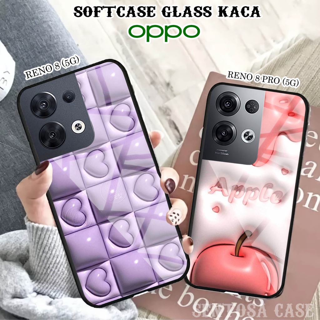 Softcase Glass Kaca OPPO RENO 8 (5G) & RENO 8 PRO (5G) - Casing HP OPPO RENO 8 & 8 PRO (5G) [ S100 ]