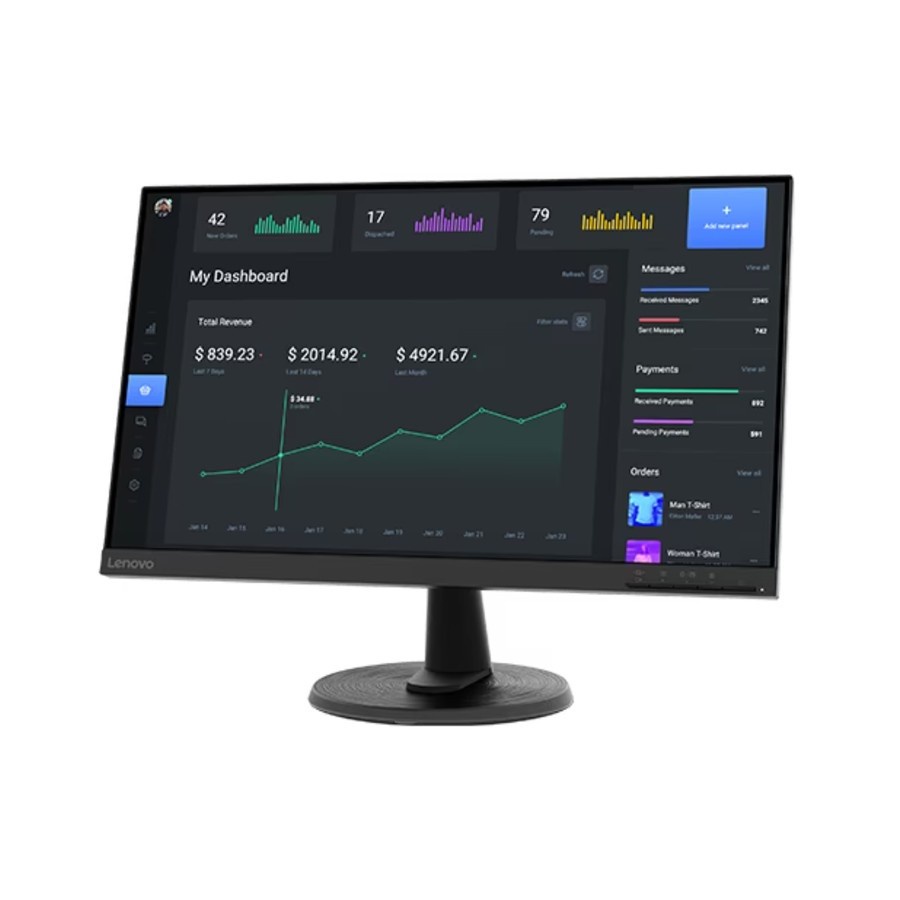 Monitor LED Lenovo D24 D24-40 24&quot; VA 3-Side NearEdgeless FreeSync 75Hz