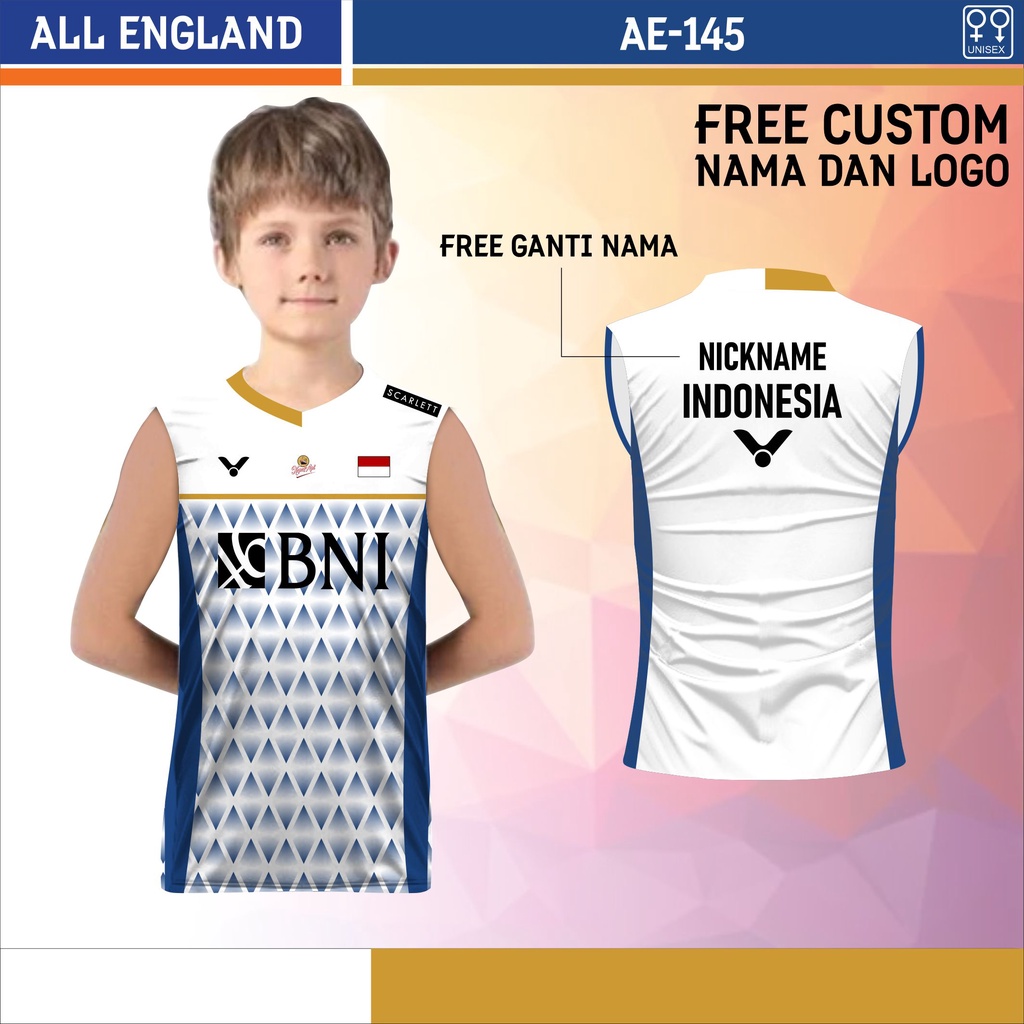 Jersey badminton indonesia singlet anak baju bulu tangkis all england bni