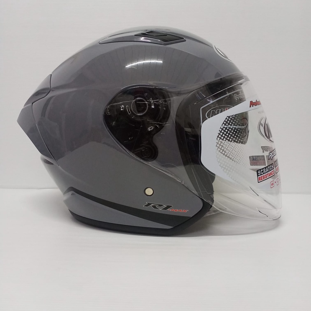 NHK R1 MAX SOLID DIM GREY HELM OPEN FACE DOBLE VISOR