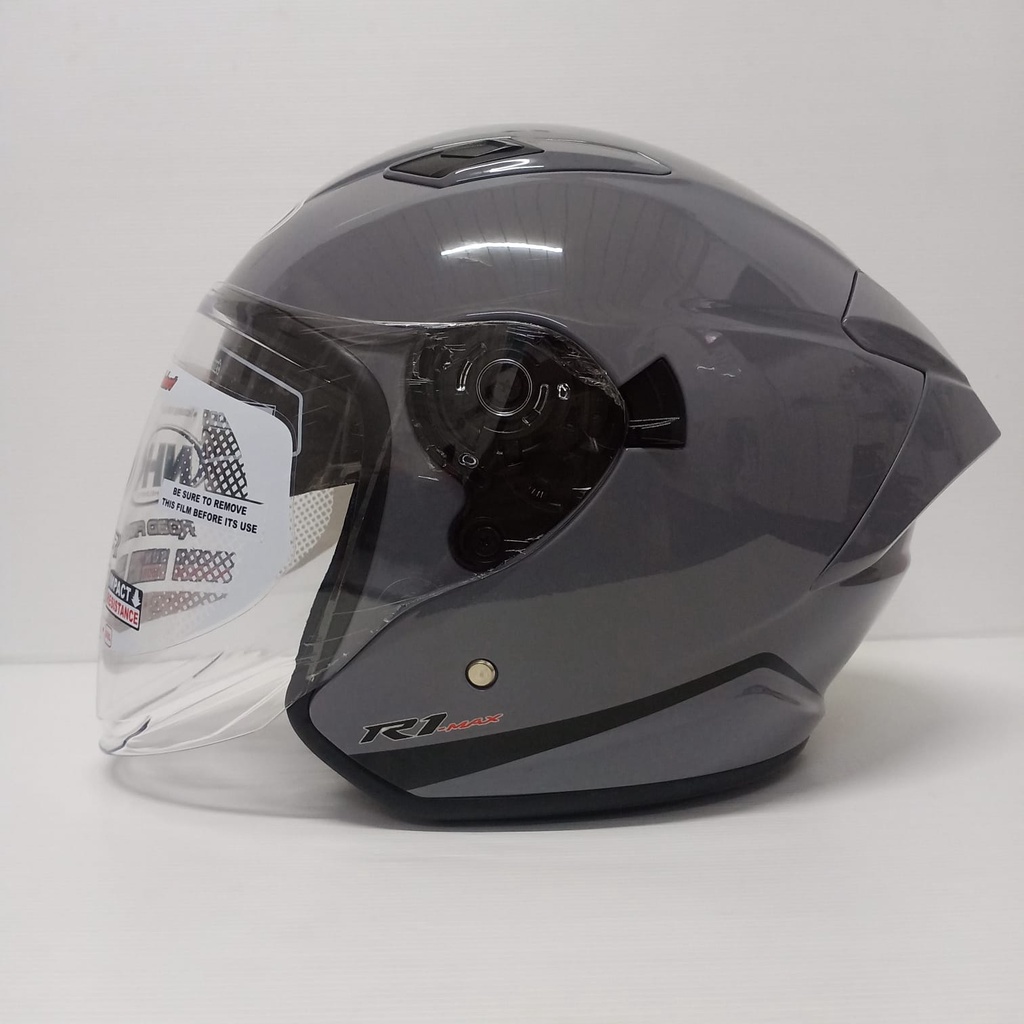 NHK R1 MAX SOLID DIM GREY HELM OPEN FACE DOBLE VISOR