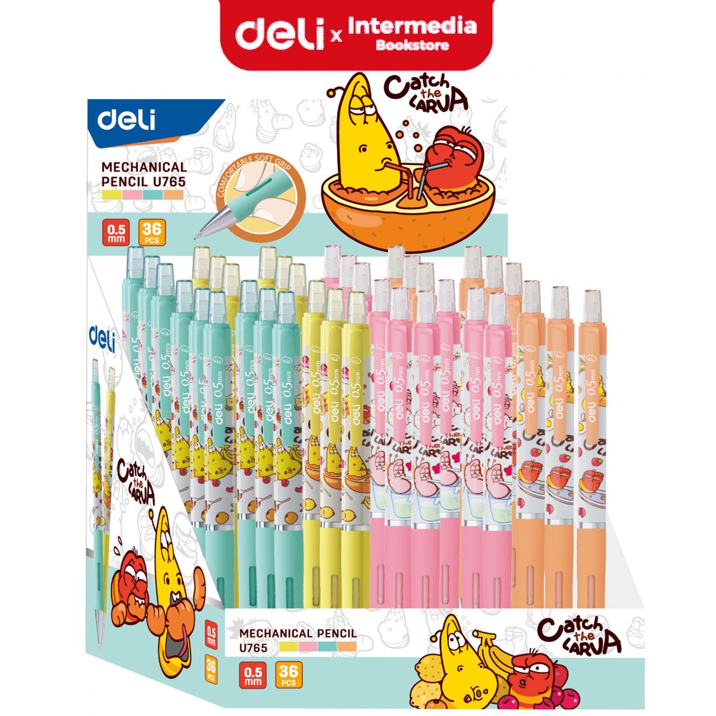 

Deli EU765 Larva Mechanical Pencil / Pensil Mekanik 0.5mm Soft Grip dengan Klip