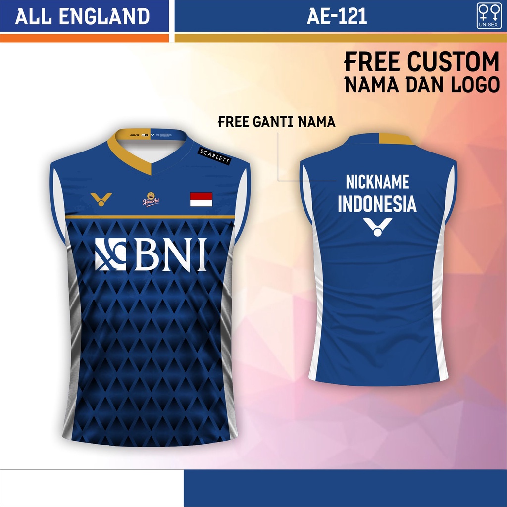 Jersey badminton indonesia baju bulu tangkis singlet all england bni