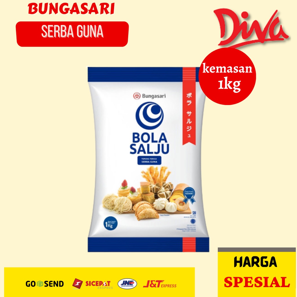 

Tepung terigu Bungasari 1kg | Tepung Serba Guna Bola Salju