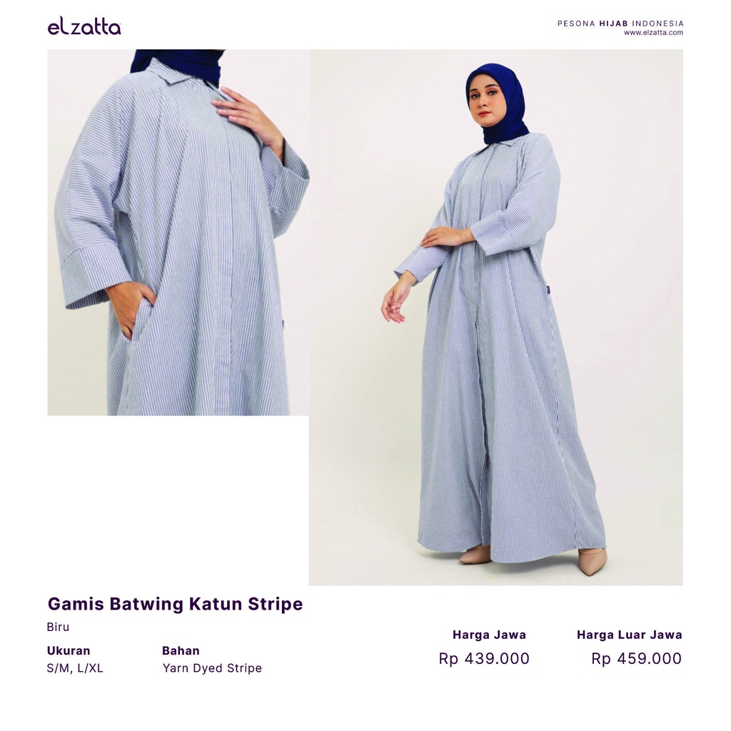 GAMIS BATWING KATUN STRIPE GAMIS TERBARU ELZATTA 2023
