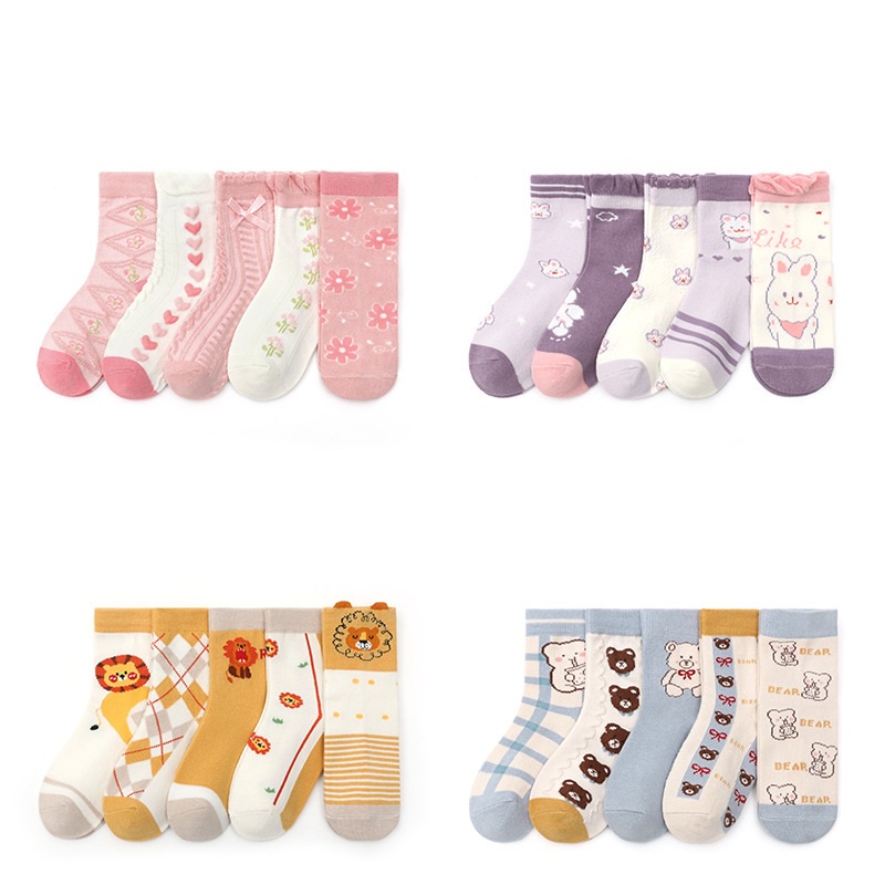 Z2 NEW (1 set 5 pasang) Kaos kaki bayi dan anak banyak motif kualitas premium