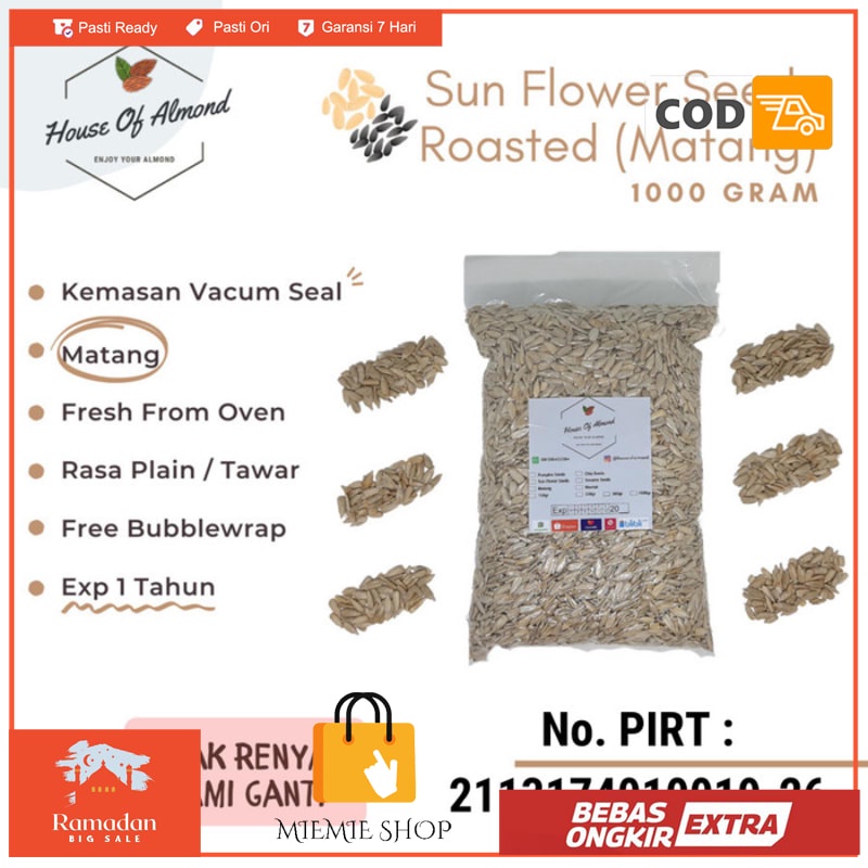 

sun flower seed roasted 1kg / Biji bunga matahari kupas kuaci