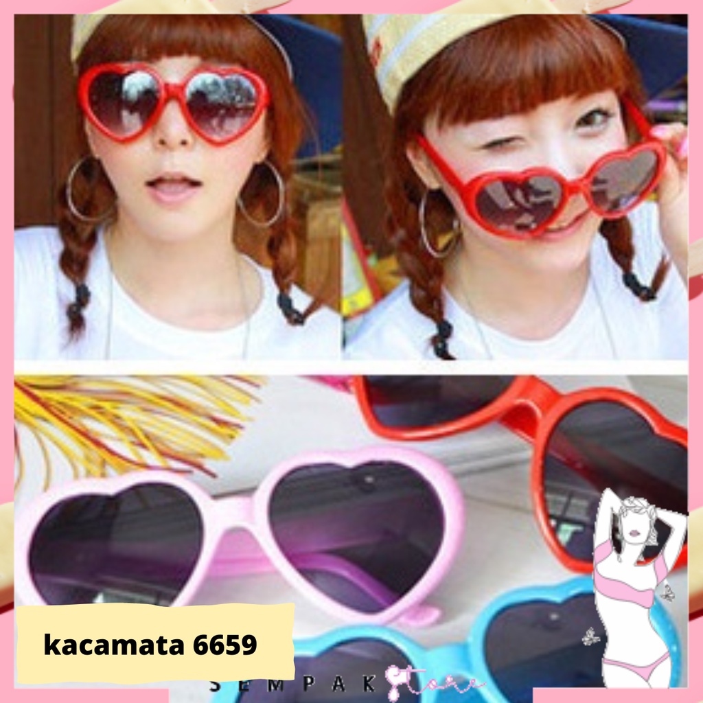 SS Kacamata Hitam Wanita 6659 Kaca Mata Love Wanita Fashion Korean Style Korea Cute Murah Warna Warni