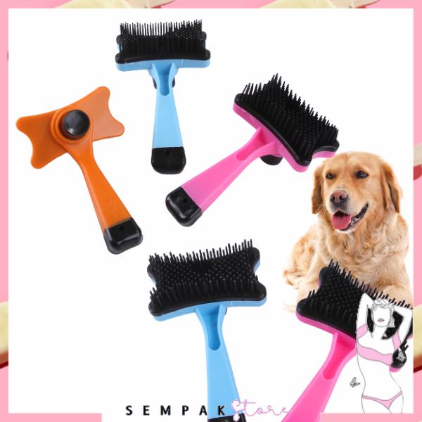 SS Sisir Bulu Kucing Anjing Hewan Peliharaan Brush Grooming Press Sikat Pembersih Bulu Rontok Perawatan dan Merapikan Memijat Bulu Murah Import