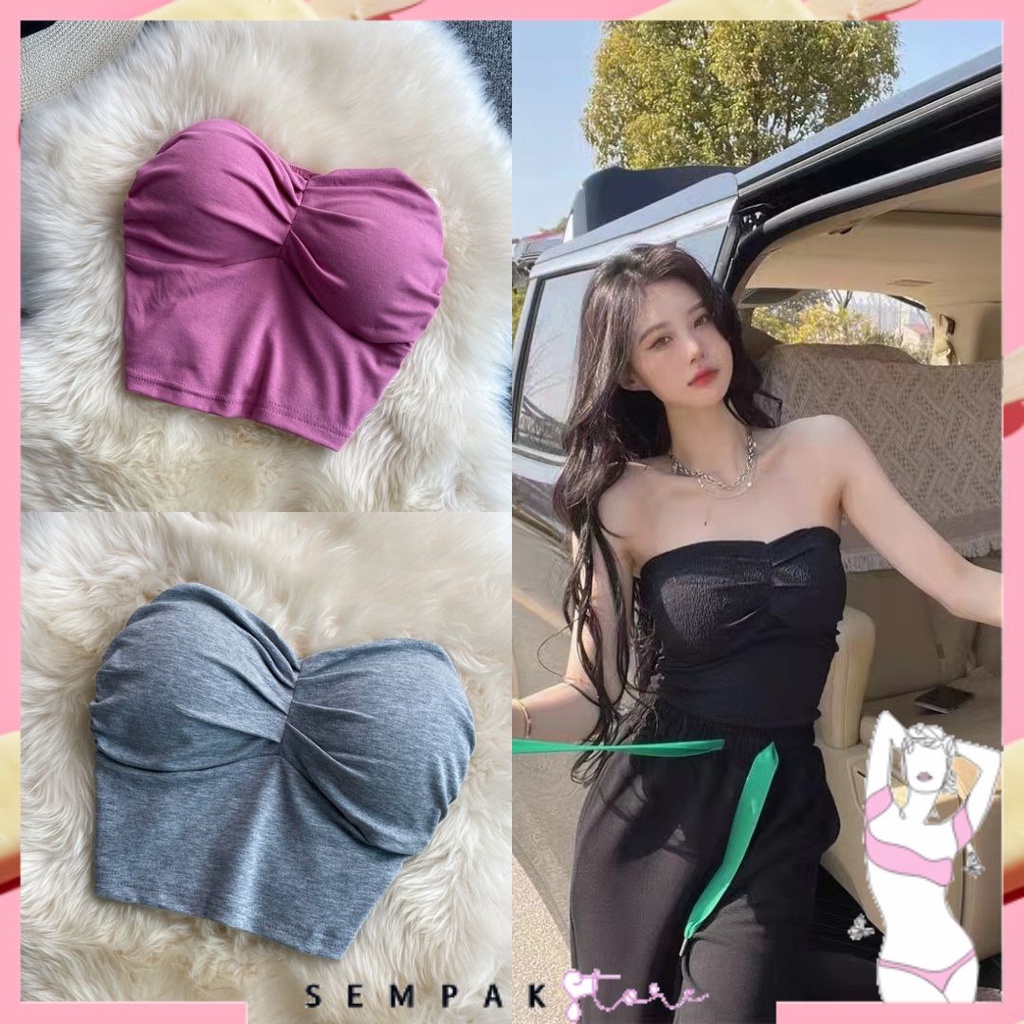 SS Tanktop Wanita 6546 Bra Fashion Wanita Tanpa Tali Tank Top Model Kemben Polos Tengtop Atasan Wanita Korea Sexy Kekinian Murah Import