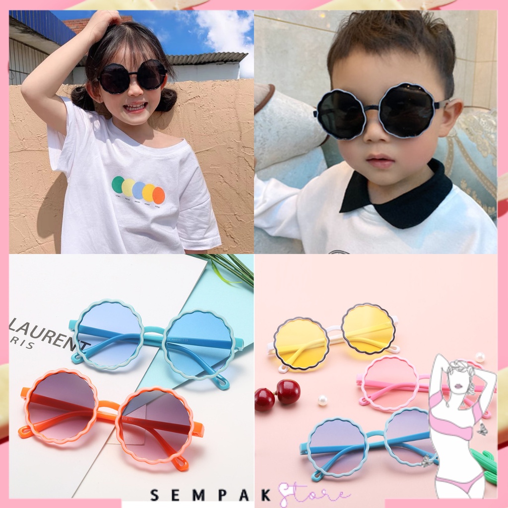 SS Kacamata Anak 6623 Kaca Mata Hitam Anak Model Bulat Gelombang High Quality Kids Sunglasses Kaca Mata Murah Import