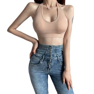 SS Bra Sport Wanita Necktie Tanpa Kawat 6491 Model Atasan V-neck Sexy Tali Leher Crop Top Elastis Bra Crop Ala Korea Kekinian Murah Import