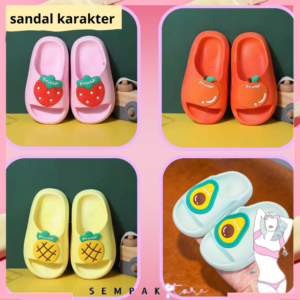 Sandal Anak Slip On Motif Buah 6698 Sandal Bayi Anti Slip Slippers Kids Cute Baby Sendal Anak  Baby  Fruit  Sandal EVA Lembut Model Gemoy Sendal Karet Anak-anak