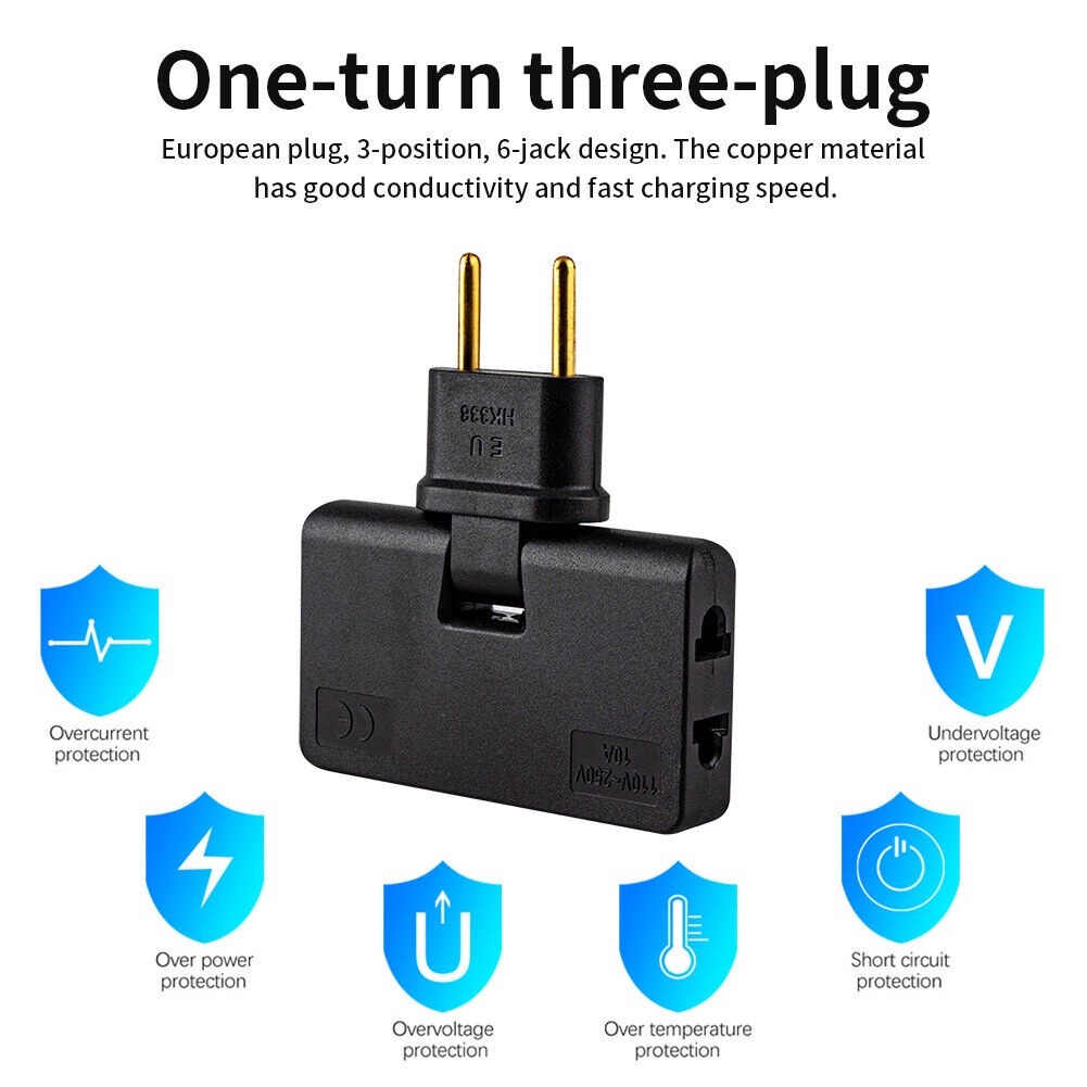 SS Power Socket Plug in 3 Lubang Stop kontak Steker Lipat Colokan Steker Lipat Cabang 3 Colokan Lipat Charger Murah