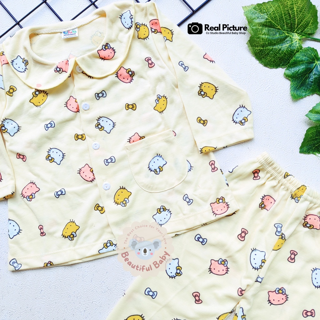 Setelan Piyama Baju Bayi Perempuan 3-18 Bulan Lengan Panjang Celana Panjang Motif Hello Kitty / Baju Bayi Perempuan Syifana / Baby.ou