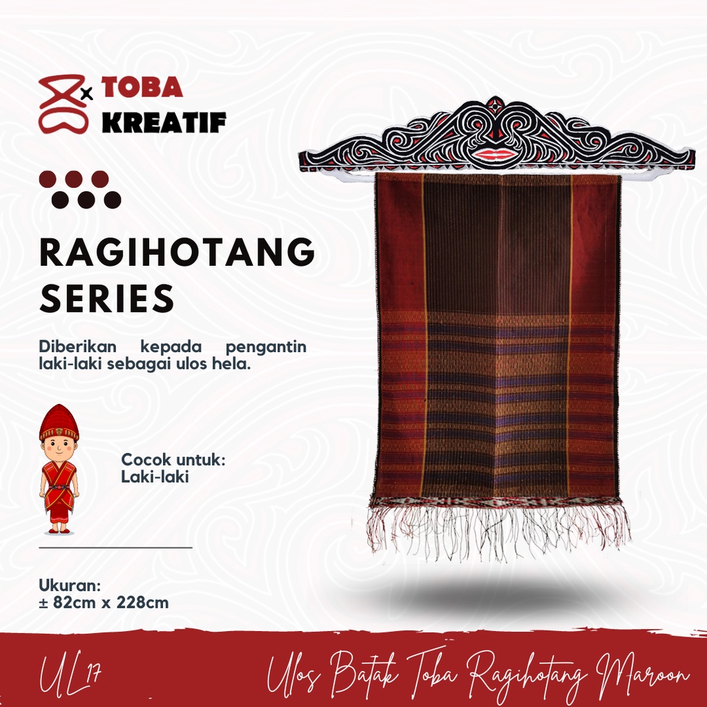 Kain Ulos Batak Toba Ragihotang Maroon