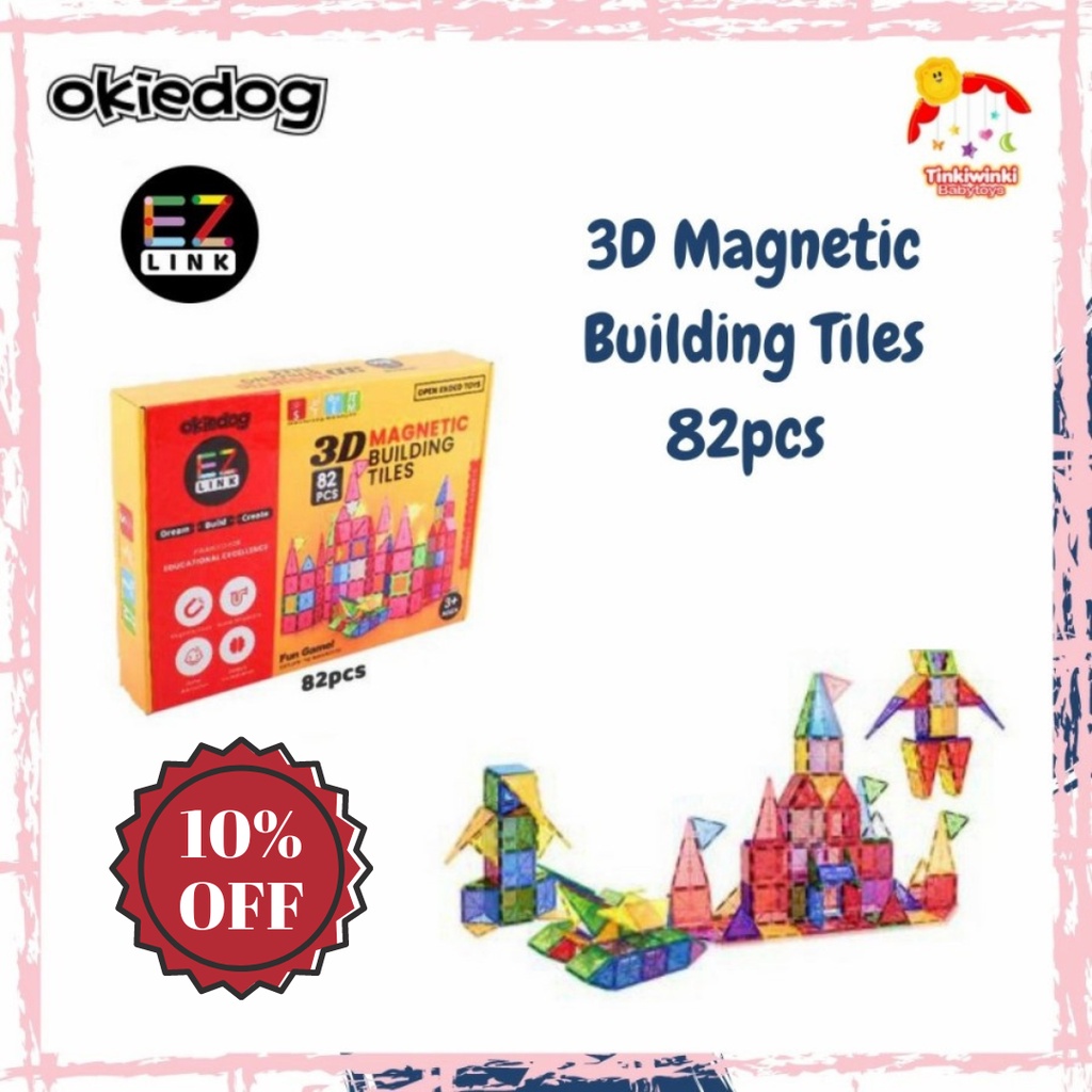 Okiedog EZLink 3D Magnetic Building Tiles 82PCS