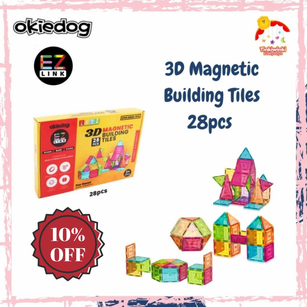 Okiedog EZLink 3D Magnetic Building Tiles 28PCS