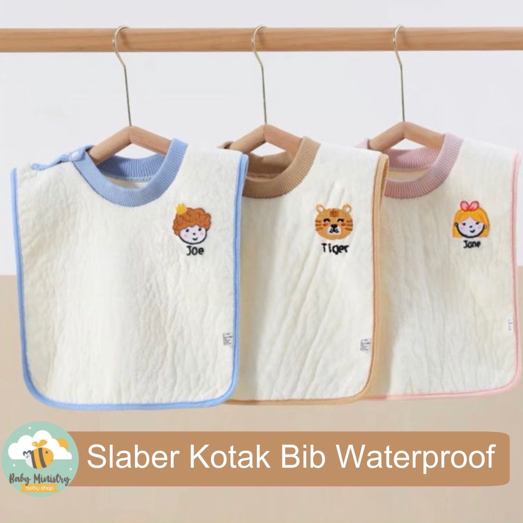 (PREMIUM) Slaber bib kotak waterproof premium / bib makan Bayi / Baby Bib Slaber / best seller / celemek bayi /