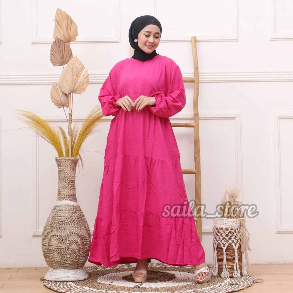 NAUMI MIDI DRESS BUSUI- GAMIS SUSUN RAYON SUPER - NAUMI MIDI PREMIUM